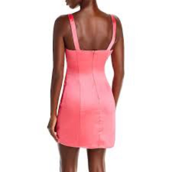 AQUA|Barbie Pink|Square neck|Bodycon|mini dress|Satin|Sleeveless|Party|Spring|S - Picture 2 of 8